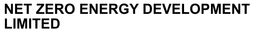NET ZERO ENERGY DEVELOPMENT LIMITED